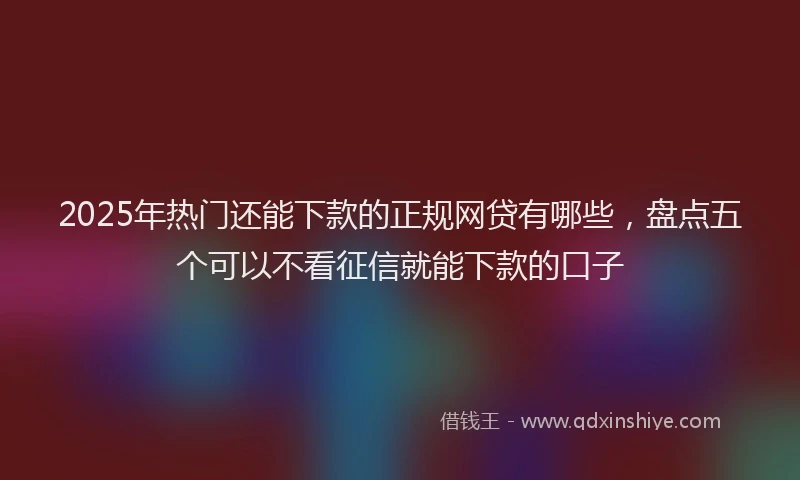 2025年热门还能下款的正规网贷有哪些，盘点五个可以不看征信就能下款的口子