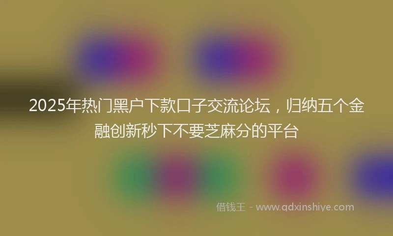 2025年热门黑户下款口子交流论坛，归纳五个金融创新秒下不要芝麻分的平台