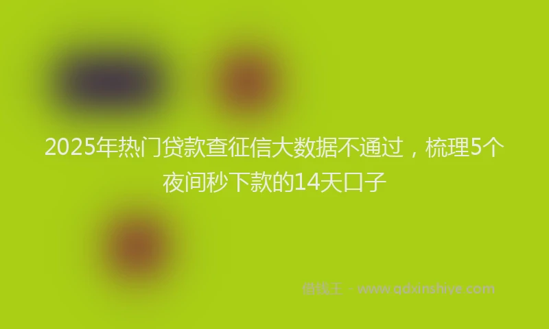 2025年热门贷款查征信大数据不通过，梳理5个夜间秒下款的14天口子