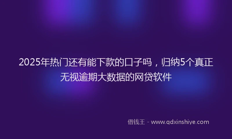 2025年热门还有能下款的口子吗，归纳5个真正无视逾期大数据的网贷软件
