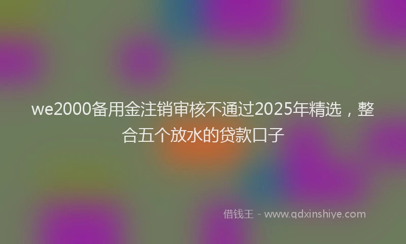 we2000备用金注销审核不通过2025年精选，整合五个放水的贷款口子