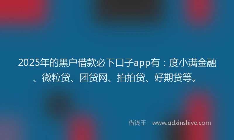 2025年的黑户借款必下口子app有：度小满金融、微粒贷、团贷网、拍拍贷、好期贷等。