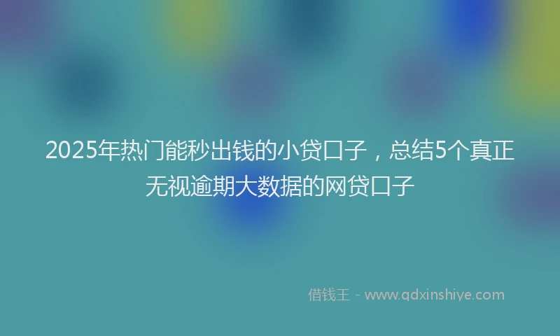 2025年热门能秒出钱的小贷口子，总结5个真正无视逾期大数据的网贷口子