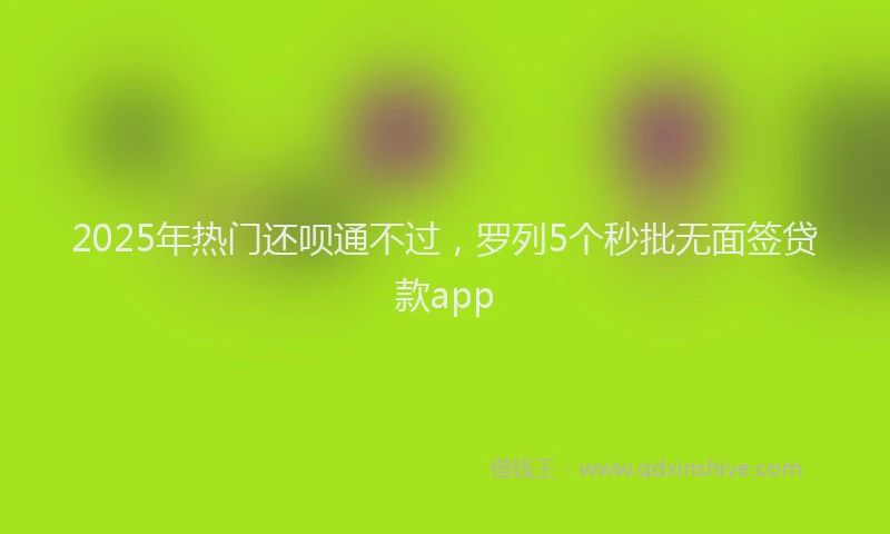 2025年热门还呗通不过，罗列5个秒批无面签贷款app