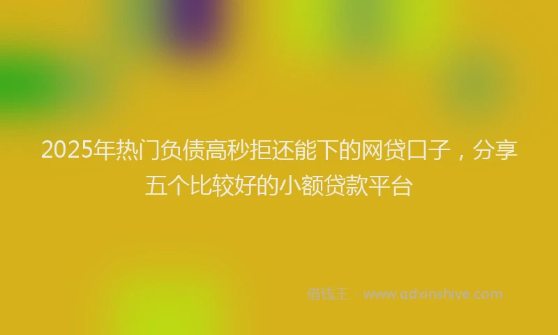 2025年热门负债高秒拒还能下的网贷口子，分享五个比较好的小额贷款平台