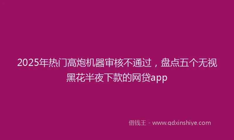 2025年热门高炮机器审核不通过，盘点五个无视黑花半夜下款的网贷app