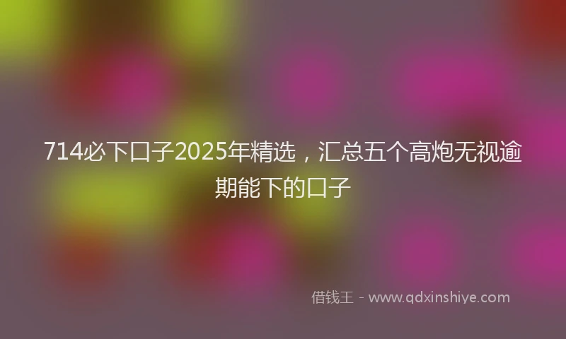 714必下口子2025年精选，汇总五个高炮无视逾期能下的口子