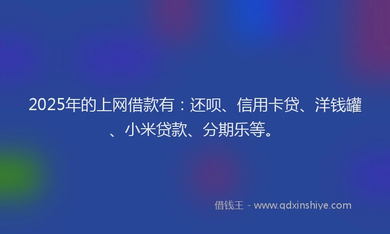 2025年的上网借款有：还呗、信用卡贷、洋钱罐、小米贷款、分期乐等。