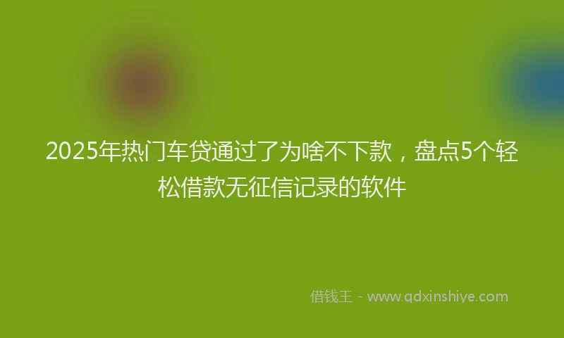 2025年热门车贷通过了为啥不下款，盘点5个轻松借款无征信记录的软件