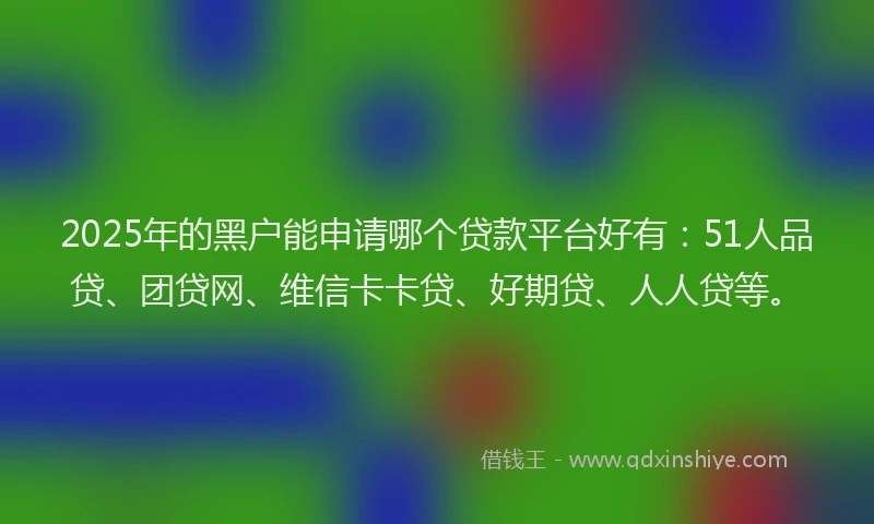2025年的黑户能申请哪个贷款平台好有：51人品贷、团贷网、维信卡卡贷、好期贷、人人贷等。