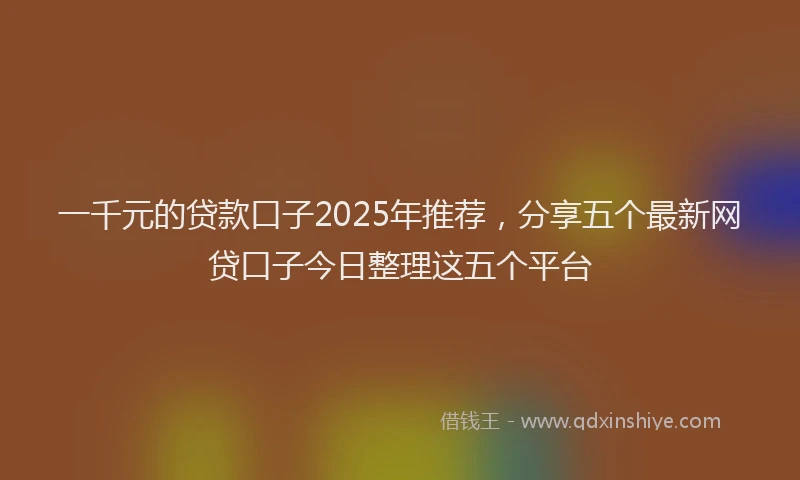 一千元的贷款口子2025年推荐，分享五个最新网贷口子今日整理这五个平台