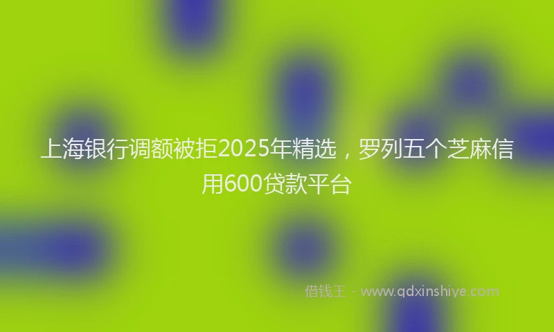 上海银行调额被拒2025年精选，罗列五个芝麻信用600贷款平台
