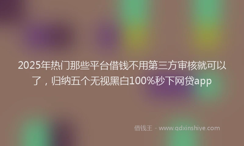 2025年热门那些平台借钱不用第三方审核就可以了，归纳五个无视黑白100%秒下网贷app