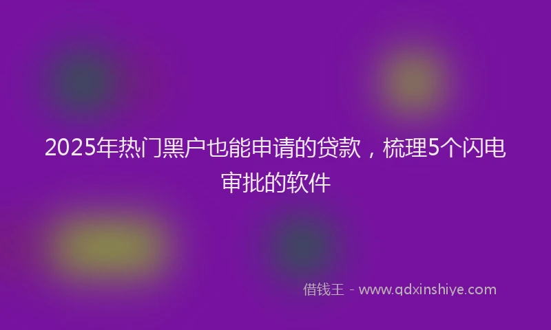 2025年热门黑户也能申请的贷款，梳理5个闪电审批的软件