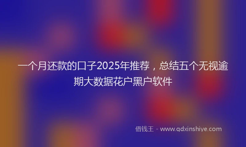 一个月还款的口子2025年推荐，总结五个无视逾期大数据花户黑户软件