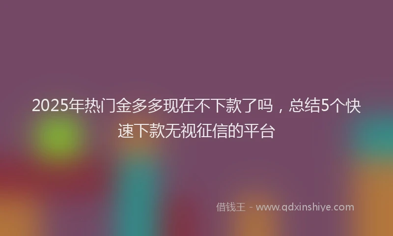 2025年热门金多多现在不下款了吗，总结5个快速下款无视征信的平台
