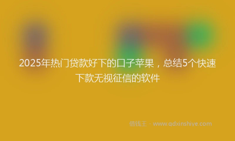2025年热门贷款好下的口子苹果，总结5个快速下款无视征信的软件