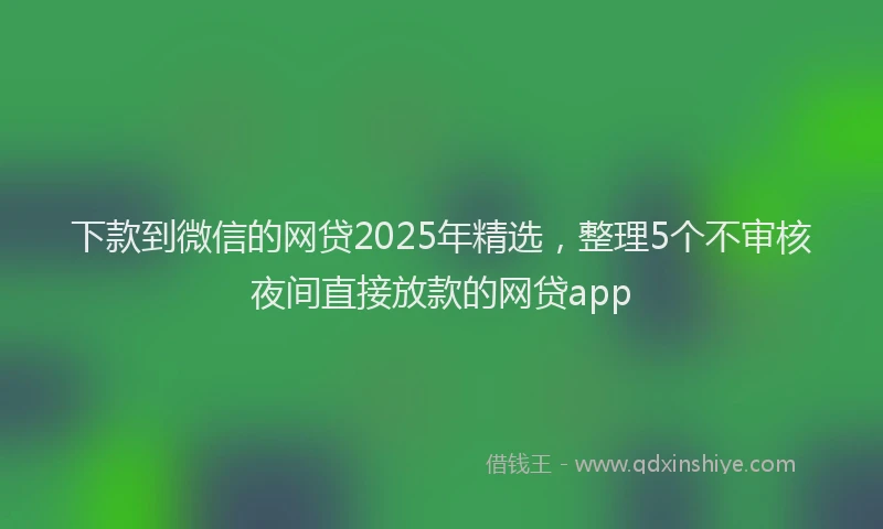 下款到微信的网贷2025年精选，整理5个不审核夜间直接放款的网贷app
