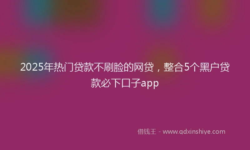 2025年热门贷款不刷脸的网贷，整合5个黑户贷款必下口子app