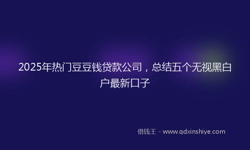 2025年热门豆豆钱贷款公司，总结五个无视黑白户最新口子