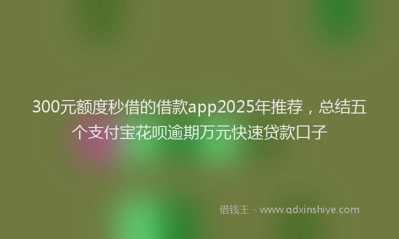 300元额度秒借的借款app2025年推荐，总结五个支付宝花呗逾期万元快速贷款口子