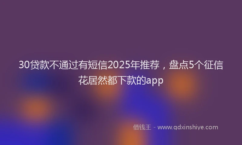30贷款不通过有短信2025年推荐，盘点5个征信花居然都下款的app