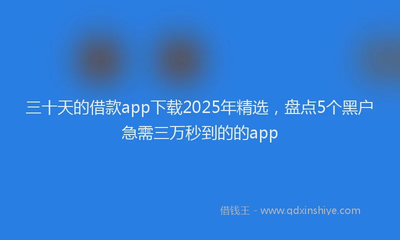 三十天的借款app下载2025年精选，盘点5个黑户急需三万秒到的的app