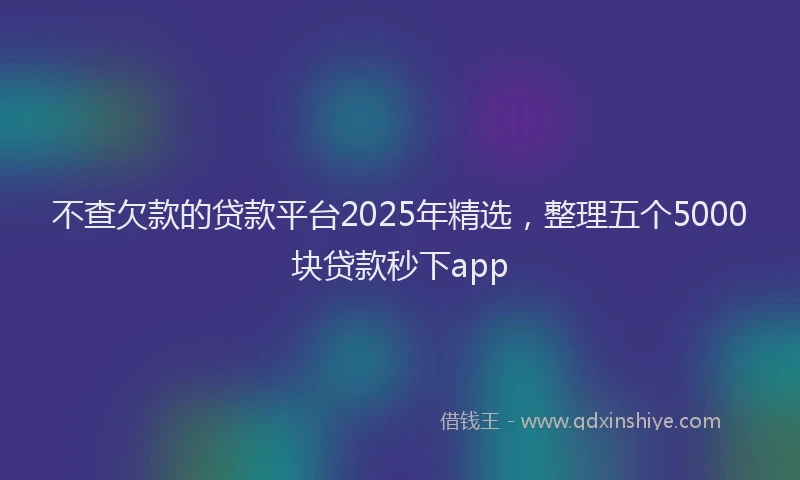不查欠款的贷款平台2025年精选，整理五个5000块贷款秒下app