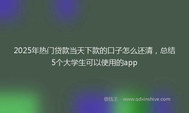 2025年热门贷款当天下款的口子怎么还清，总结5个大学生可以使用的app