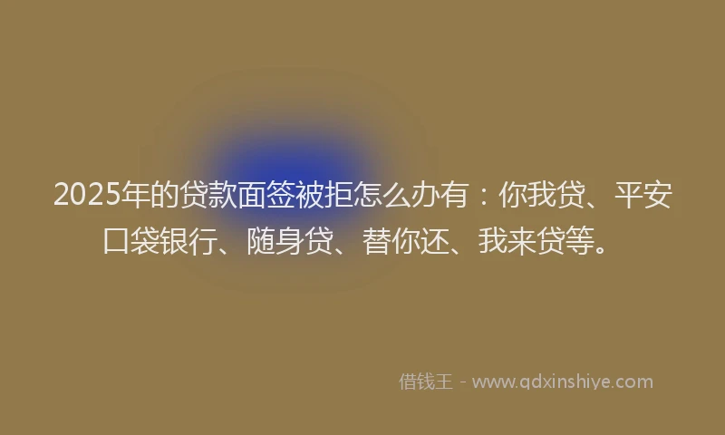 2025年的贷款面签被拒怎么办有：你我贷、平安口袋银行、随身贷、替你还、我来贷等。