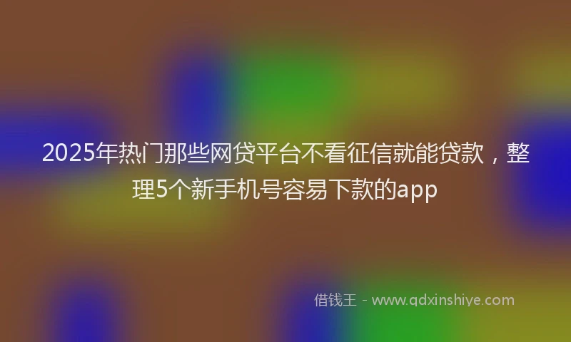 2025年热门那些网贷平台不看征信就能贷款，整理5个新手机号容易下款的app