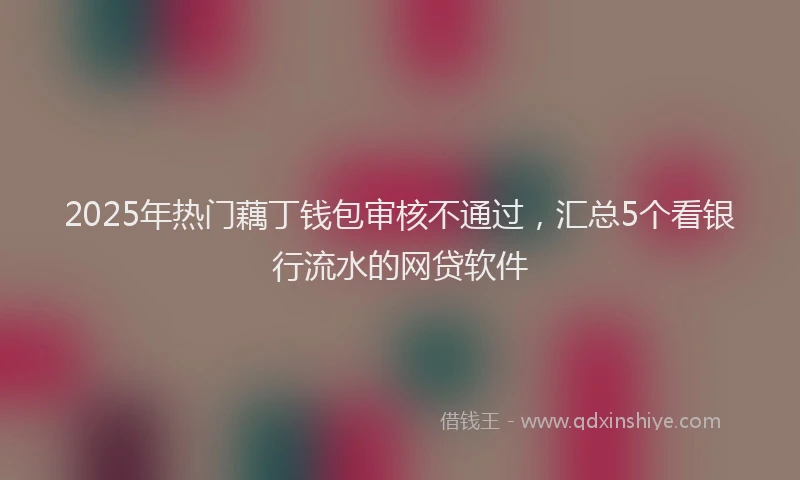 2025年热门藕丁钱包审核不通过，汇总5个看银行流水的网贷软件