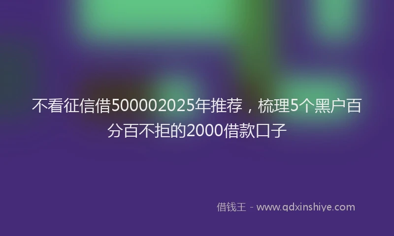 不看征信借500002025年推荐，梳理5个黑户百分百不拒的2000借款口子