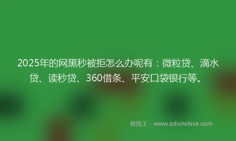 2025年的网黑秒被拒怎么办呢有：微粒贷、滴水贷、读秒贷、360借条、平安口袋银行等。