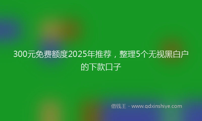 300元免费额度2025年推荐，整理5个无视黑白户的下款口子
