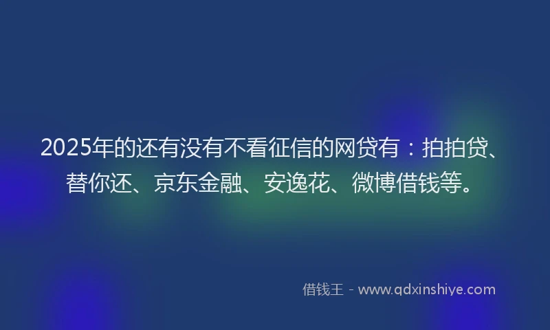 2025年的还有没有不看征信的网贷有：拍拍贷、替你还、京东金融、安逸花、微博借钱等。