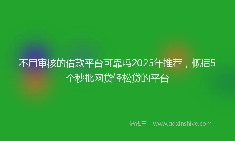 不用审核的借款平台可靠吗2025年推荐，概括5个秒批网贷轻松贷的平台