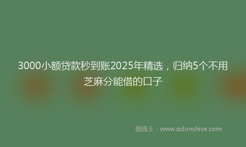 3000小额贷款秒到账2025年精选，归纳5个不用芝麻分能借的口子