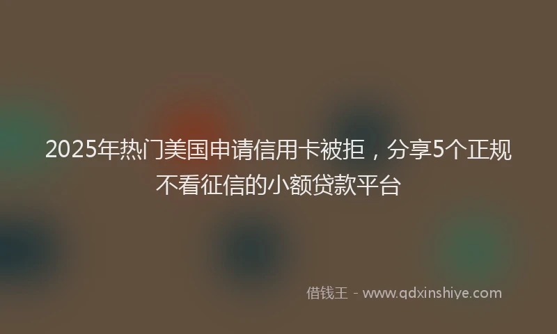 2025年热门美国申请信用卡被拒，分享5个正规不看征信的小额贷款平台