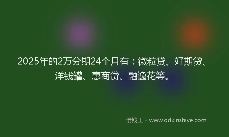 2025年的2万分期24个月有：微粒贷、好期贷、洋钱罐、惠商贷、融逸花等。