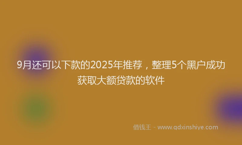 9月还可以下款的2025年推荐，整理5个黑户成功获取大额贷款的软件