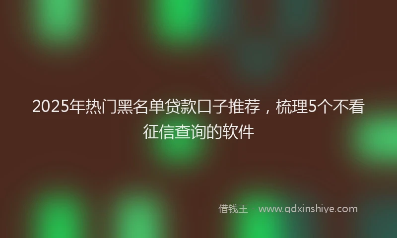 2025年热门黑名单贷款口子推荐，梳理5个不看征信查询的软件