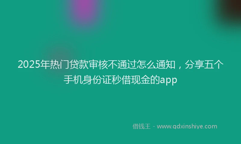 2025年热门贷款审核不通过怎么通知，分享五个手机身份证秒借现金的app