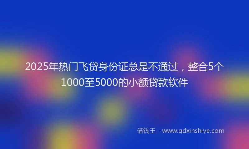 2025年热门飞贷身份证总是不通过，整合5个1000至5000的小额贷款软件
