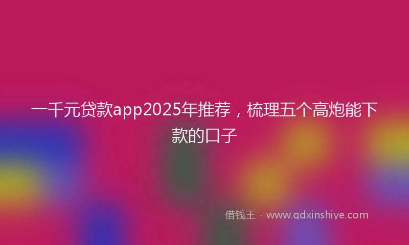 一千元贷款app2025年推荐，梳理五个高炮能下款的口子
