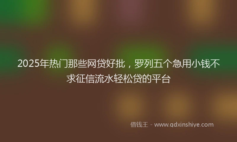 2025年热门那些网贷好批，罗列五个急用小钱不求征信流水轻松贷的平台