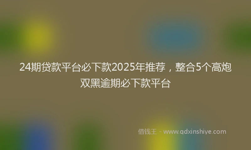 24期贷款平台必下款2025年推荐，整合5个高炮双黑逾期必下款平台