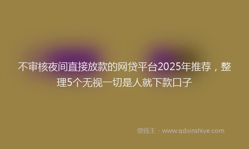 不审核夜间直接放款的网贷平台2025年推荐，整理5个无视一切是人就下款口子