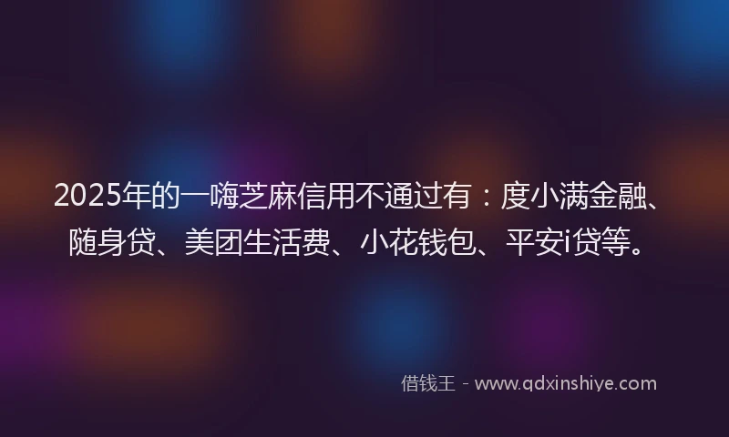 2025年的一嗨芝麻信用不通过有：度小满金融、随身贷、美团生活费、小花钱包、平安i贷等。