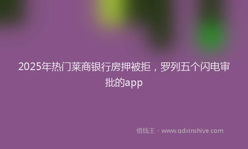 2025年热门莱商银行房押被拒，罗列五个闪电审批的app